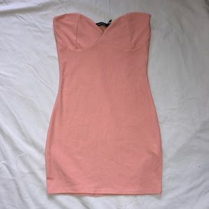 BOOHOO Pink Strapless Dress